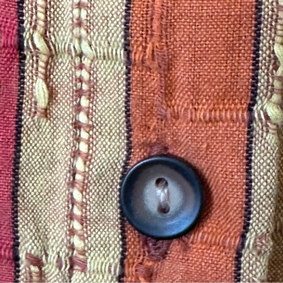 The Territory Ahead Stripe V-neck Button Front Blouse Long Sleeve Textured Woven - Picture 3 of 10